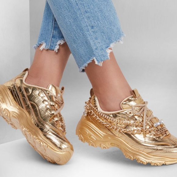 Skechers Premium Heritage Limited Edition D' Lites Empress Gold Sneakers - Picture 1 of 13